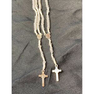 White Rosary Necklace Mini Rosary